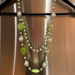 New Green Beaded Statement Necklace Costume Chunky